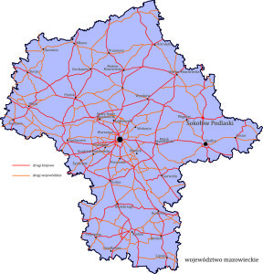Mapa województwa mazowieckiego
